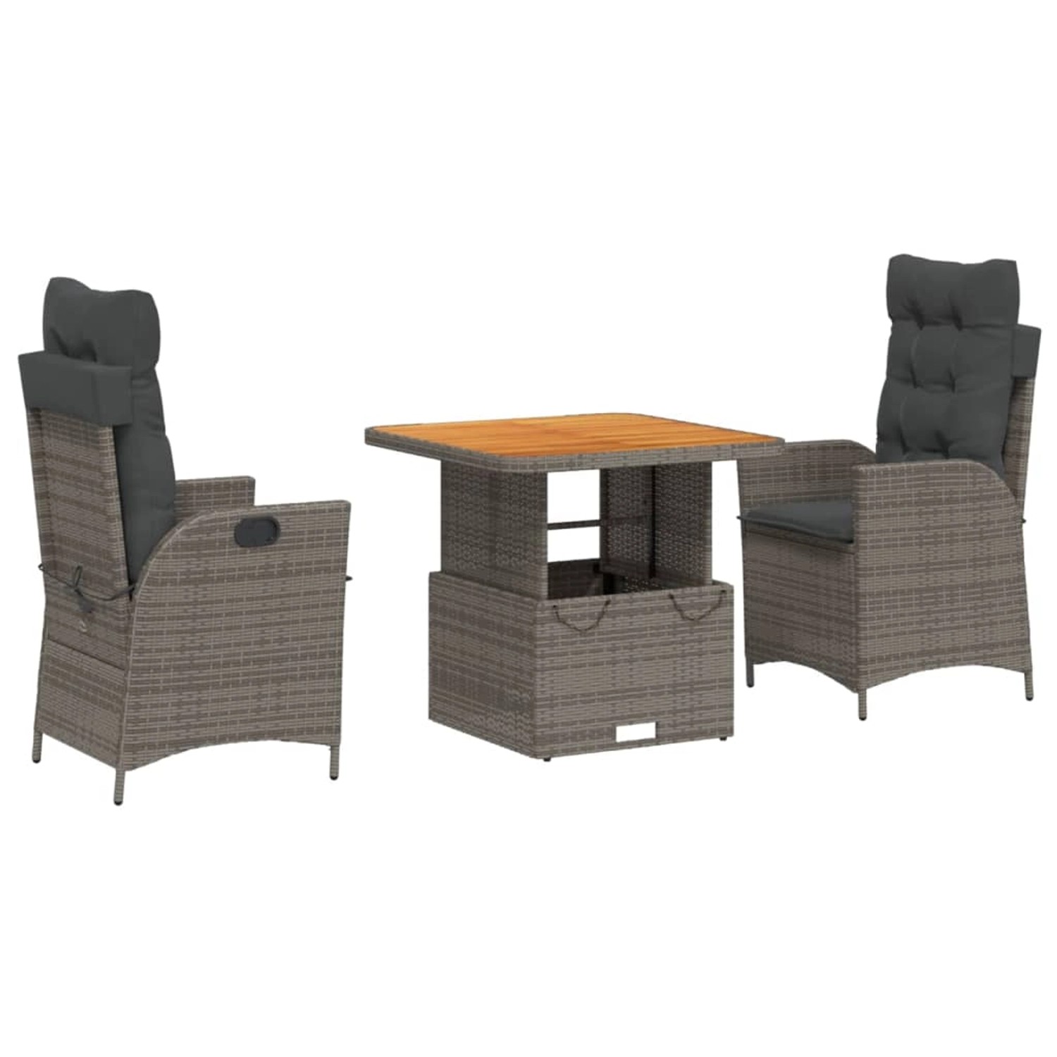 vidaXL 3-Tlg Garten-Essgruppe mit Kissen Grau Poly Rattan 3277457 günstig online kaufen