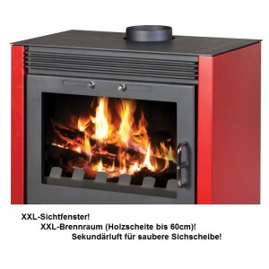 Victoria Kaminofen Rubin Rot mit 13 kW