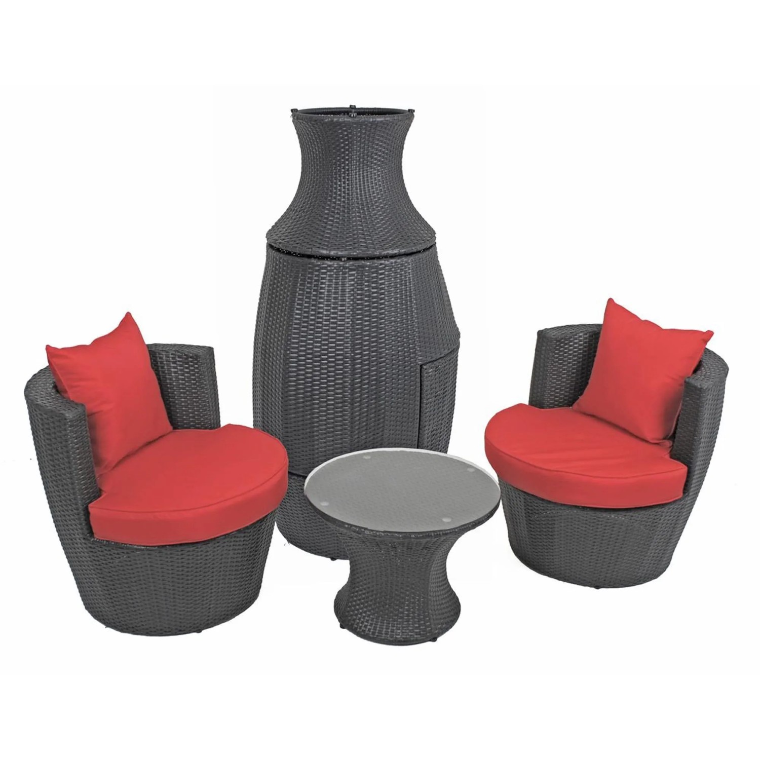 DELUKE Bistro-Set CARINA Kunststoffgeflecht Schwarz Kunststoff Balkonset Gartenmöbel-Set Club-Set Bistrotisch Outdoor Sitzgruppe