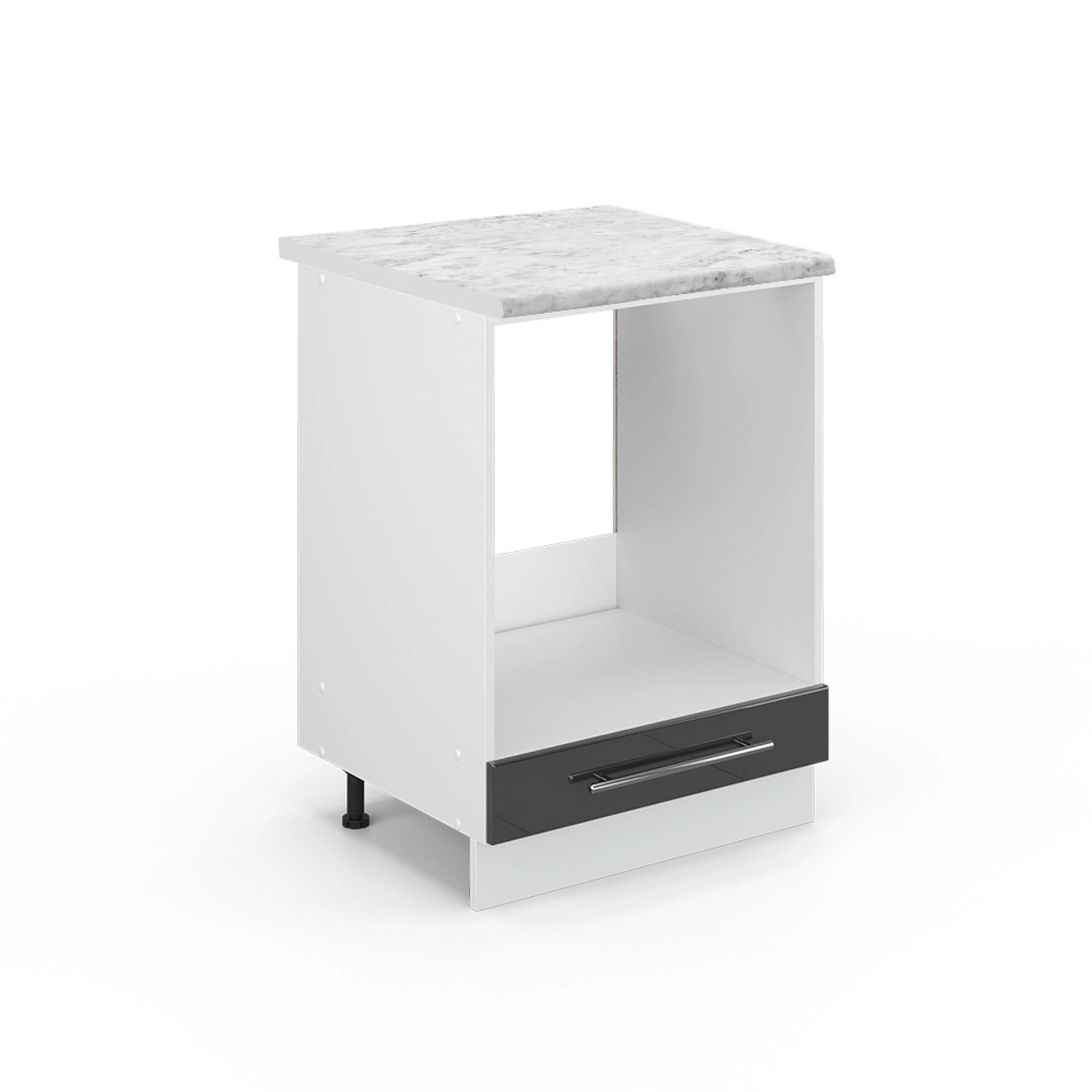 Vicco Herdumbauschrank Fame-Line Anthrazit Hochglanz/Weiß 60 cm AP Marmor