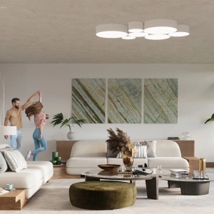 Weiße Sollux Lighting Hängeleuchte Arena 35 im modernen Wohnraum.