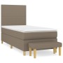 Boxspringbett Taupe 100x200 cm mit Matratze und Bank, Stoffbezug.