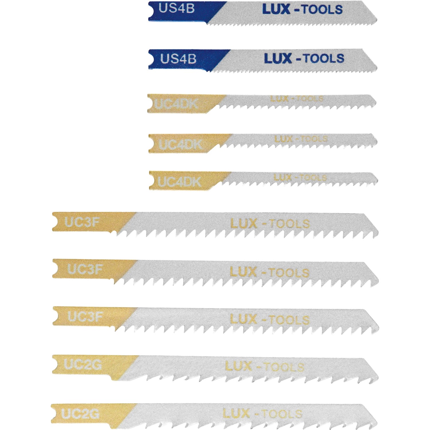 LUX Stichsägeblatt Set U-Schaft, 10-teilig für Holz, Kunststoff und Metall.