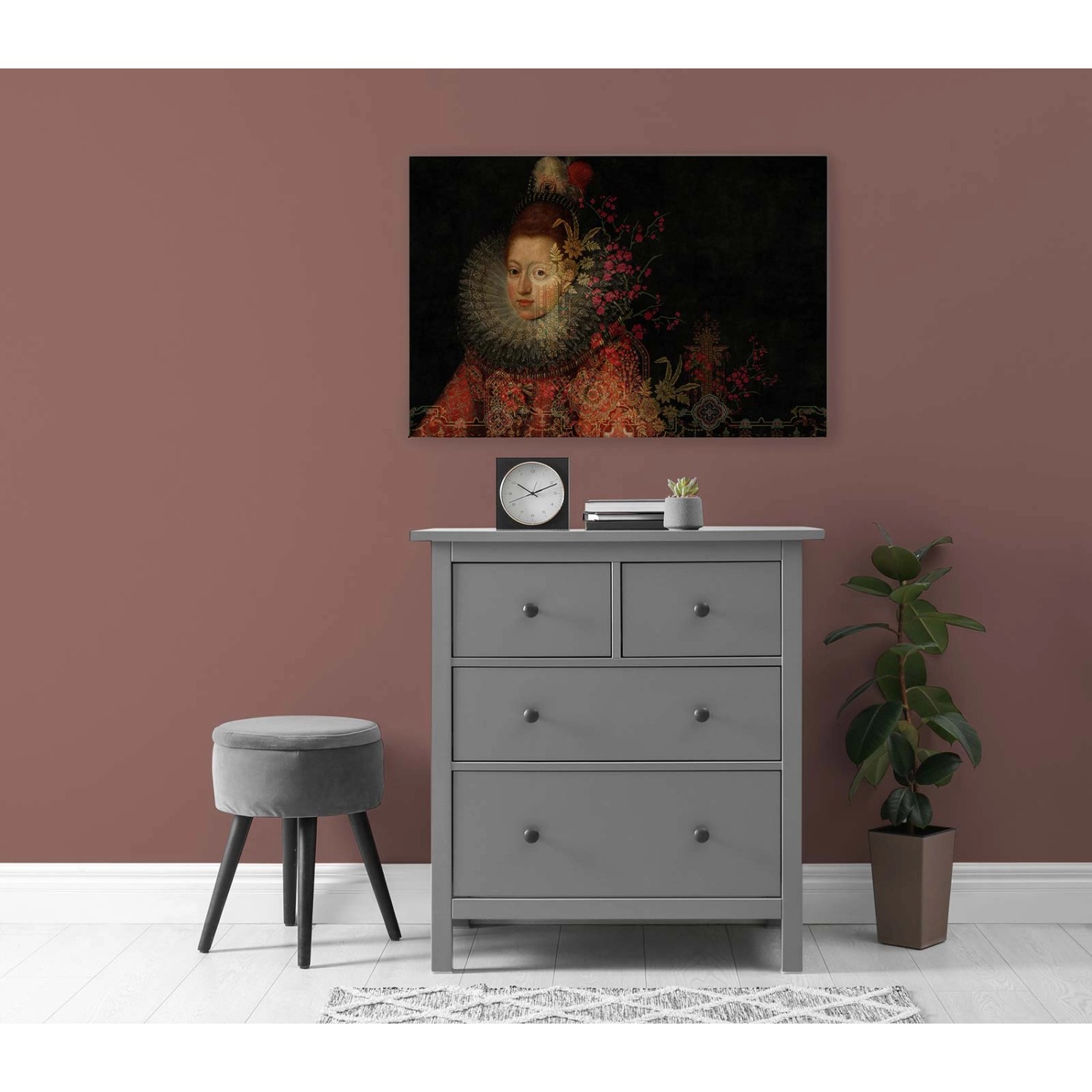 Bricoflor Leinwand Gemälde In Öl Optik Wandbild Ausgefallen Leinwandbild Portrait Schwarz Rot Kunst Bild Ideal Für Wohnz...