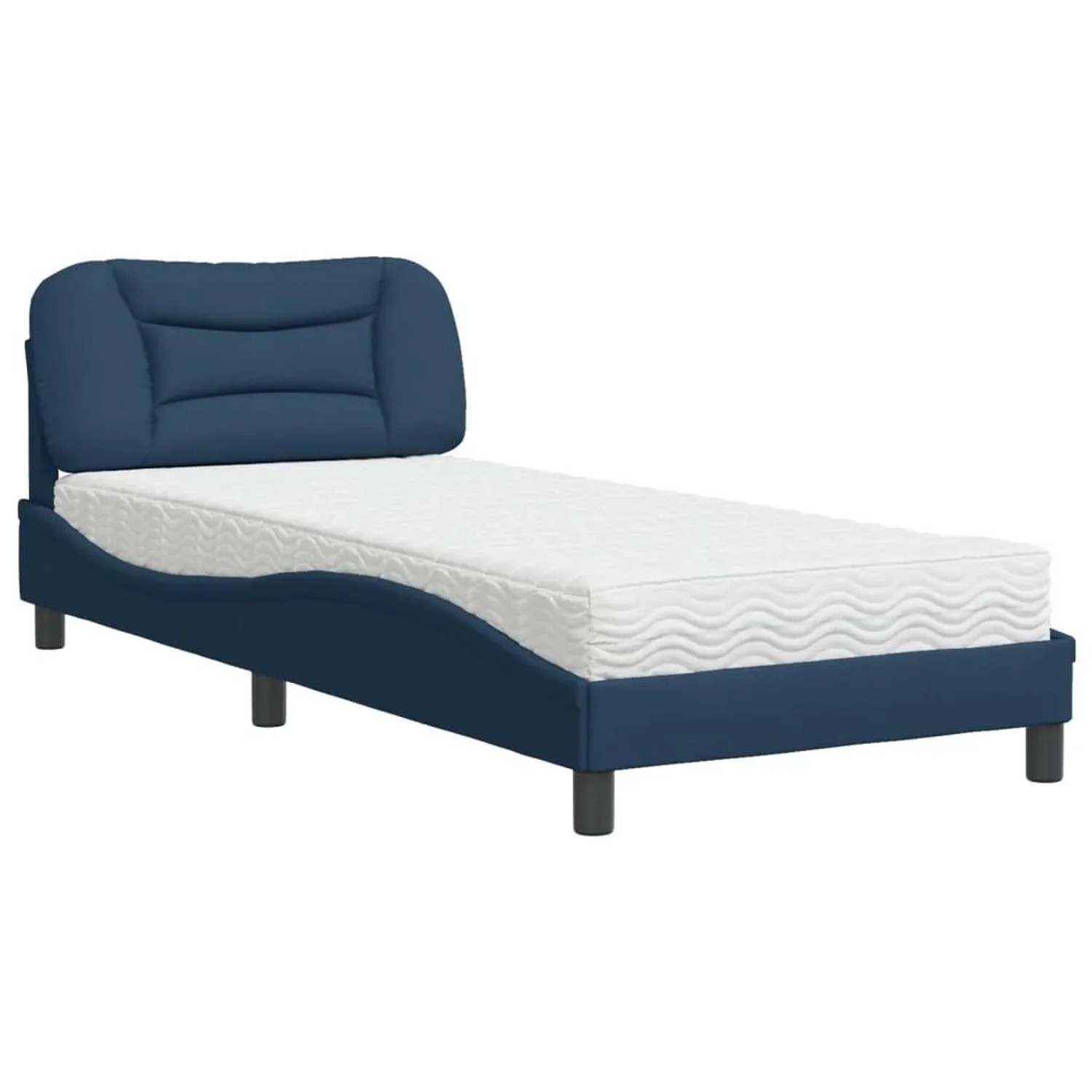 vidaXL Bett mit Matratze Blau 90x190 cm Stoff 3208505