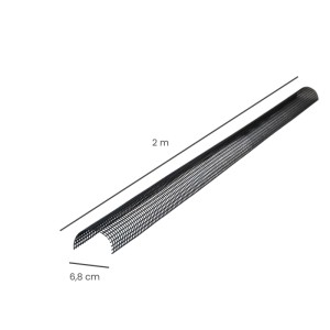 Inefa Laubschutzgitter, 2 m lang, 68 mm breit, aus schwarzem PVC für Dachrinnen.