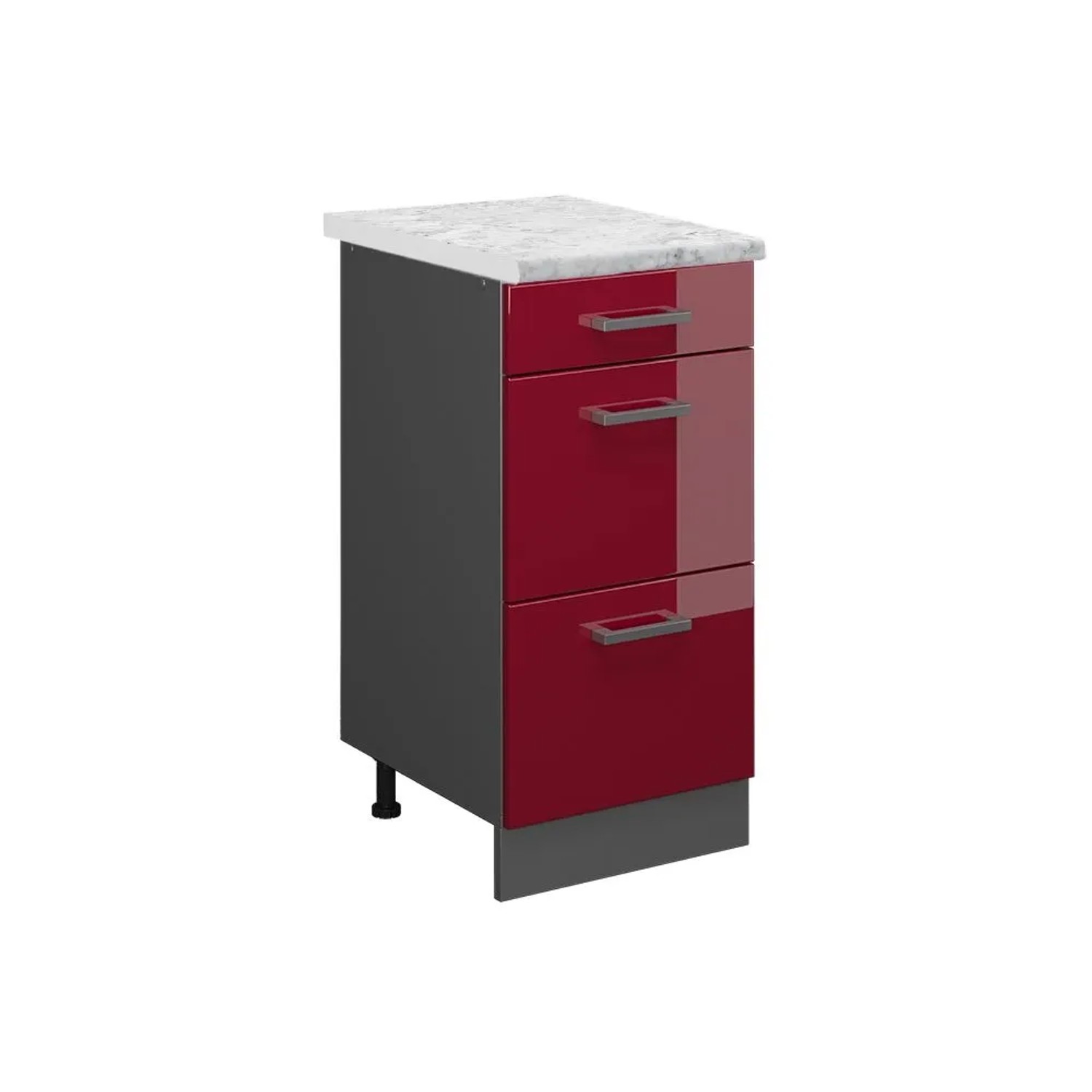 Vicco Küchenunterschrank R-Line Rot Hochglanz 40 x 82 AP Marmor Opt4