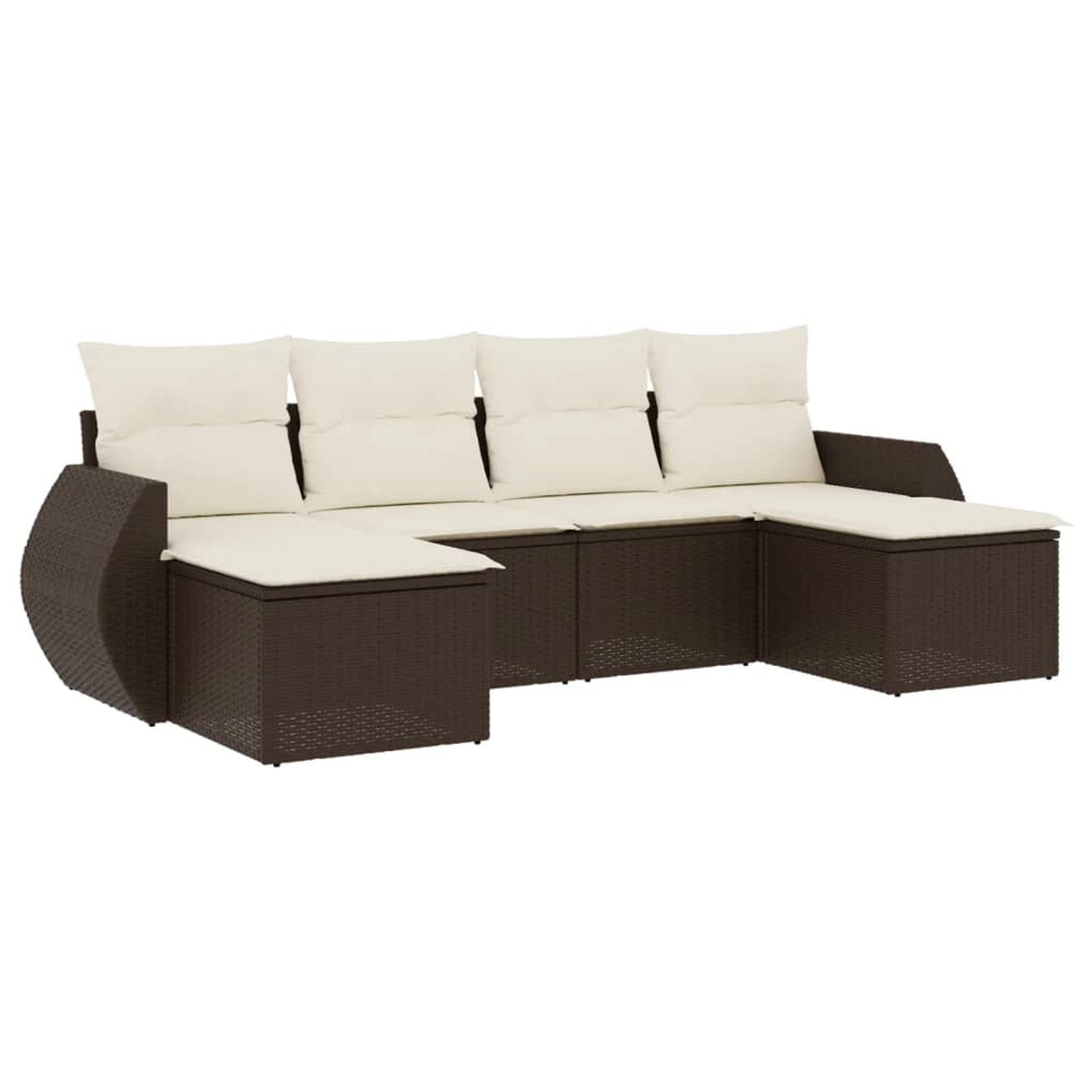 vidaXL 6-Tlg Garten-Sofagarnitur mit Kissen Braun Poly Rattan 3254060 günstig online kaufen