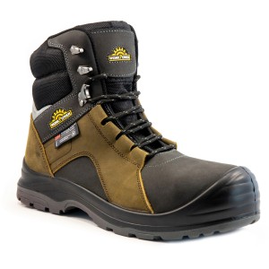 Workpower Winter-Sicherheitsstiefel S3 Malte, grau-braun, Größe 46. Robuste Arbeitsschuhe für den Winter.
