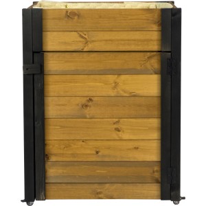 Rollbarer Gartenschrank mit Pflanzkasten aus Holz, braun/schwarz. Praktischer Stauraum für Garten & Pflanzen.