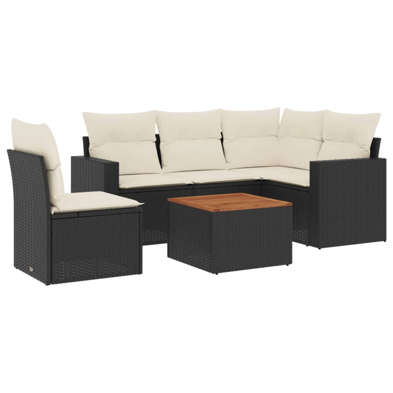 vidaXL 6-Tlg Garten-Sofagarnitur mit Kissen Schwarz Poly Rattan 3256455 günstig online kaufen