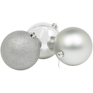XXL Weihnachtskugeln, Ø 14cm, silber, verschiedene Oberflächen (Glitzer, Glanz, Matt)