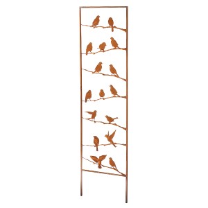 Kobolo Gartenstecker Vögel Rankhilfe aus Metall in Naturrost Optik.
