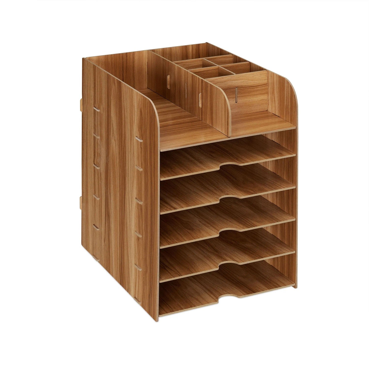 Relaxdays Schreibtisch Organizer MDF Dunkelbraun 12 Fächer 34,5 cm x 25 cm x 32 cm 2 kg