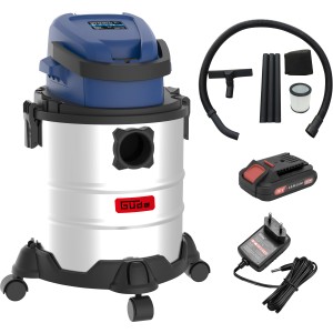Güde Akku-Nass-Trockensauger NTS 18-201-05 mit Zubehör, Akku und Ladegerät.
