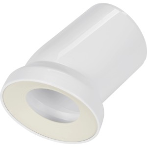 Weißer WC-Anschlussbogen mit 22 Grad Winkel für Stand-WCs zur Verbindung mit dem Abwasserrohr.