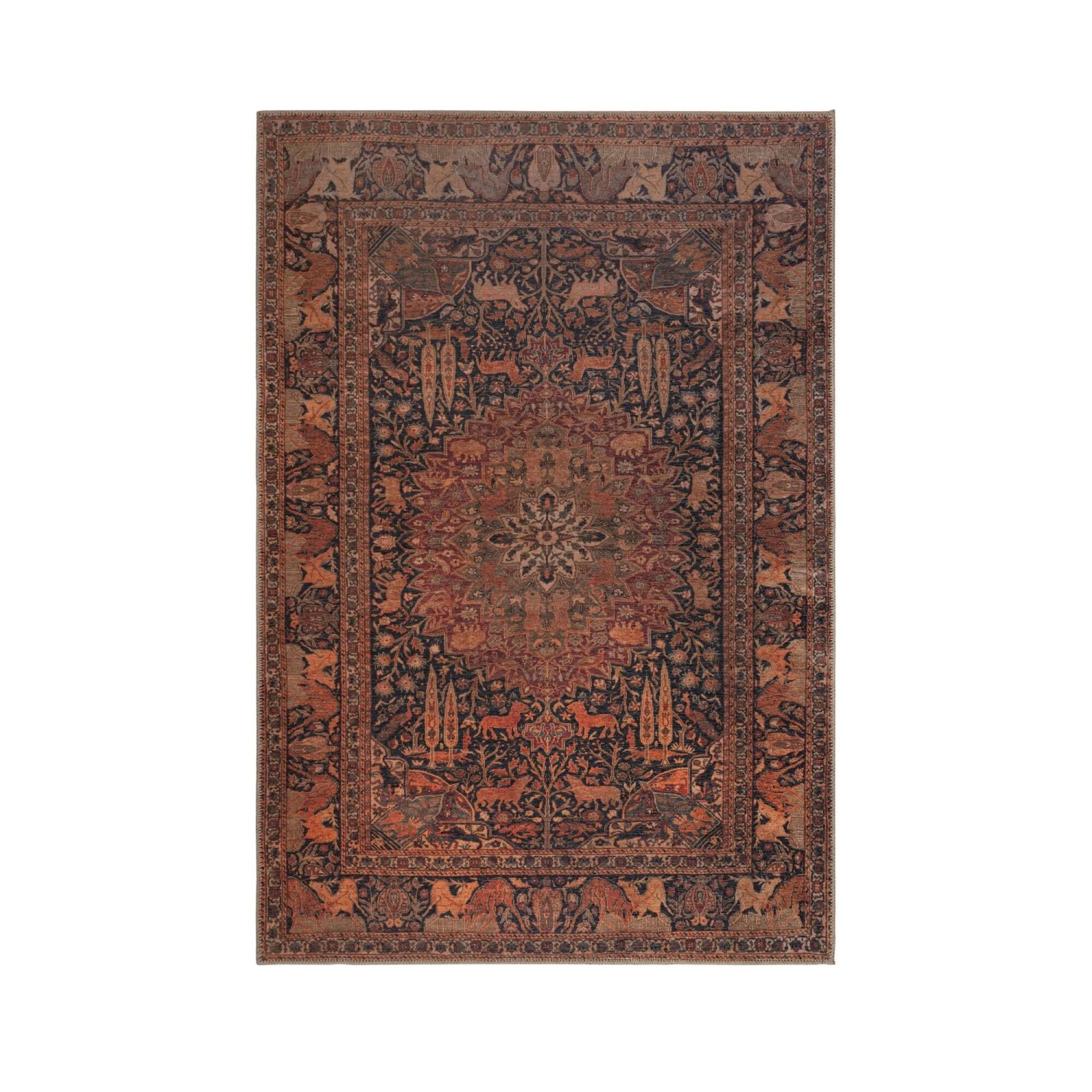 Flair Rugs Vintageteppich Nico Global 152 cm x 230 cm Rot-Blau