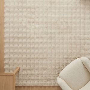 Art Universe Bubble Cream Kurzflor-Teppich, hellbeige, mit dezentem Muster. Weicher Teppich für Wohnzimmer, Schlafzimmer.