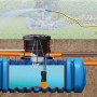 Grafik: Technikpaket Garten-Comfort zur Regenwassernutzung mit Erdtank, Pumpe und Wasseranschlussbox.