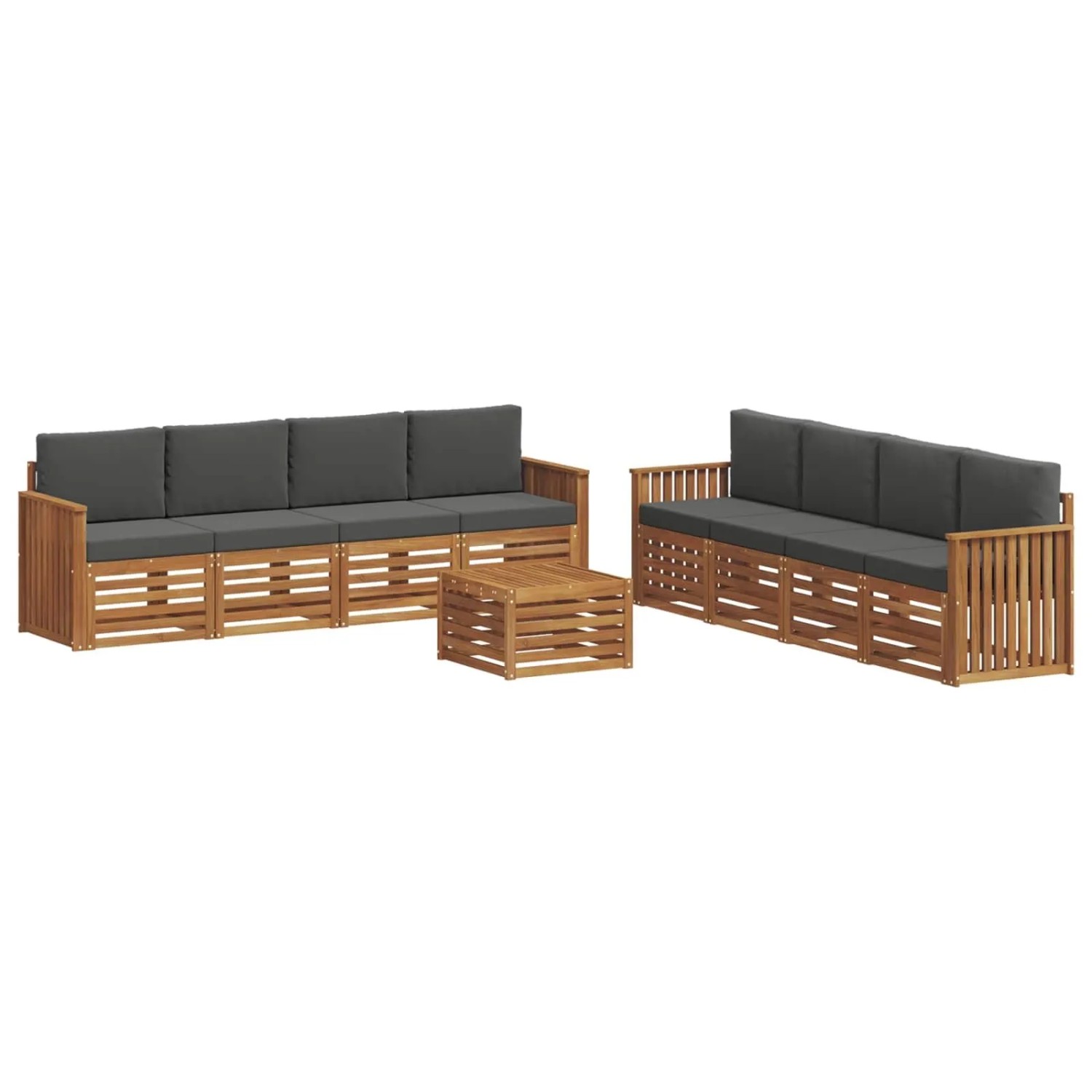 vidaXL Sofagarnituren 9 Tlg Natur und Anthrazit Massivholz Akazie 3374567