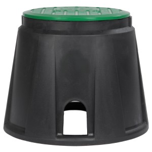 Rain Bird Ventilbox, rund, grün/schwarz, für 1 Ventil im Sprinkler-System.
