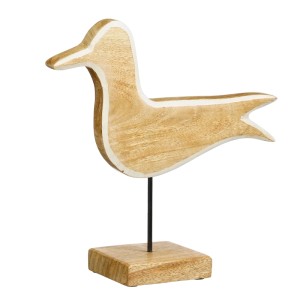 Dekorative Holz-Möwe von Mica Decorations, 26x10x28 cm, maritime Deko-Figur für Innenräume.