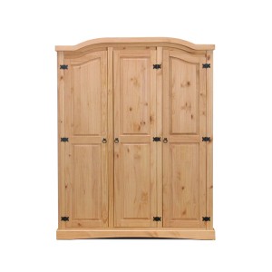 ebuy24 New Mexico Kleiderschrank, 3-türig, gelaugt/gewachst, aus Kiefernholz.