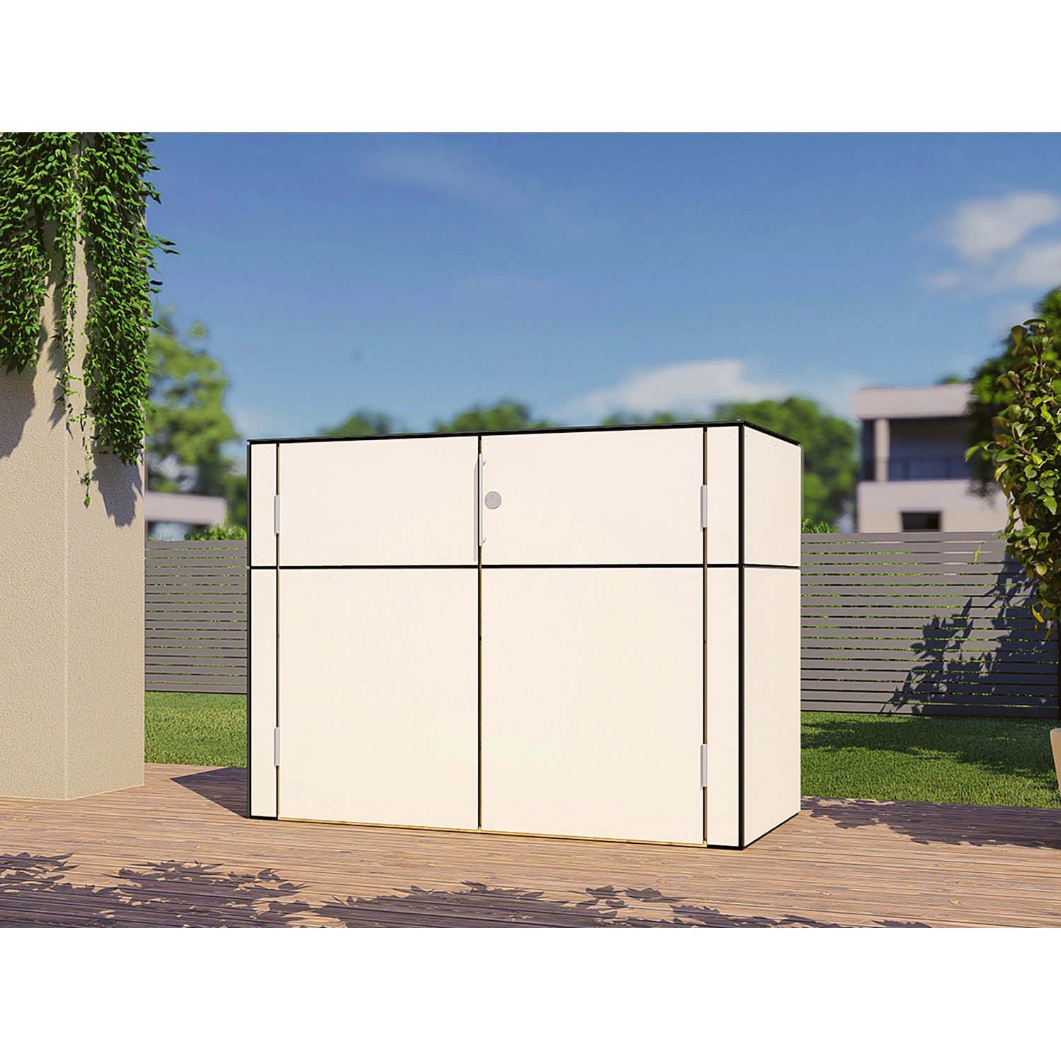 Bertilo Gartenschrank HPL Sideboard 155 cm x 75 cm x 116 cm Weiß FSC®