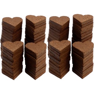 Proflora Quelltabletten: 8 Stapel torffreie Kokos-Anzuchterde in Herzform (100 Stück) für Pflanzenanzucht.