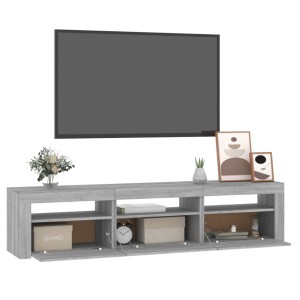 VidaXL TV-Schrank mit LED-Leuchten, Grau Sonoma, Wohnwand mit Stauraum und RGB-Beleuchtung.