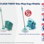 Leifheit CLEAN TWIST Disc Ergo Wischmopp Set mit Eimer und Rollen für glatte Böden.
