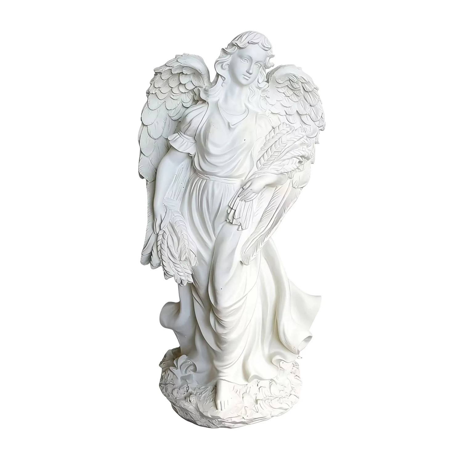 Relaxdays Grabengel Polyresin Weiß Wetterfest Frostfest 46,5 cm x 23 cm x 14 cm