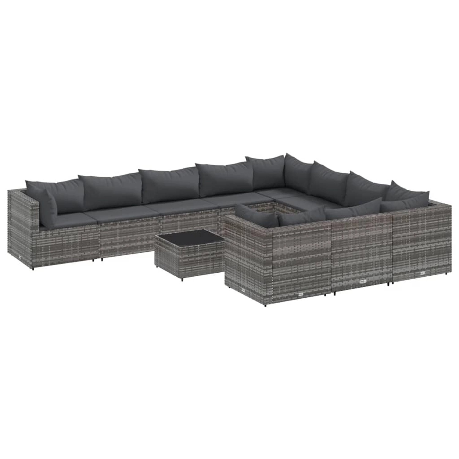 vidaXL 11-tlg Garten-Sofagarnitur mit Kissen Grau Poly Rattan Modell 97 günstig online kaufen