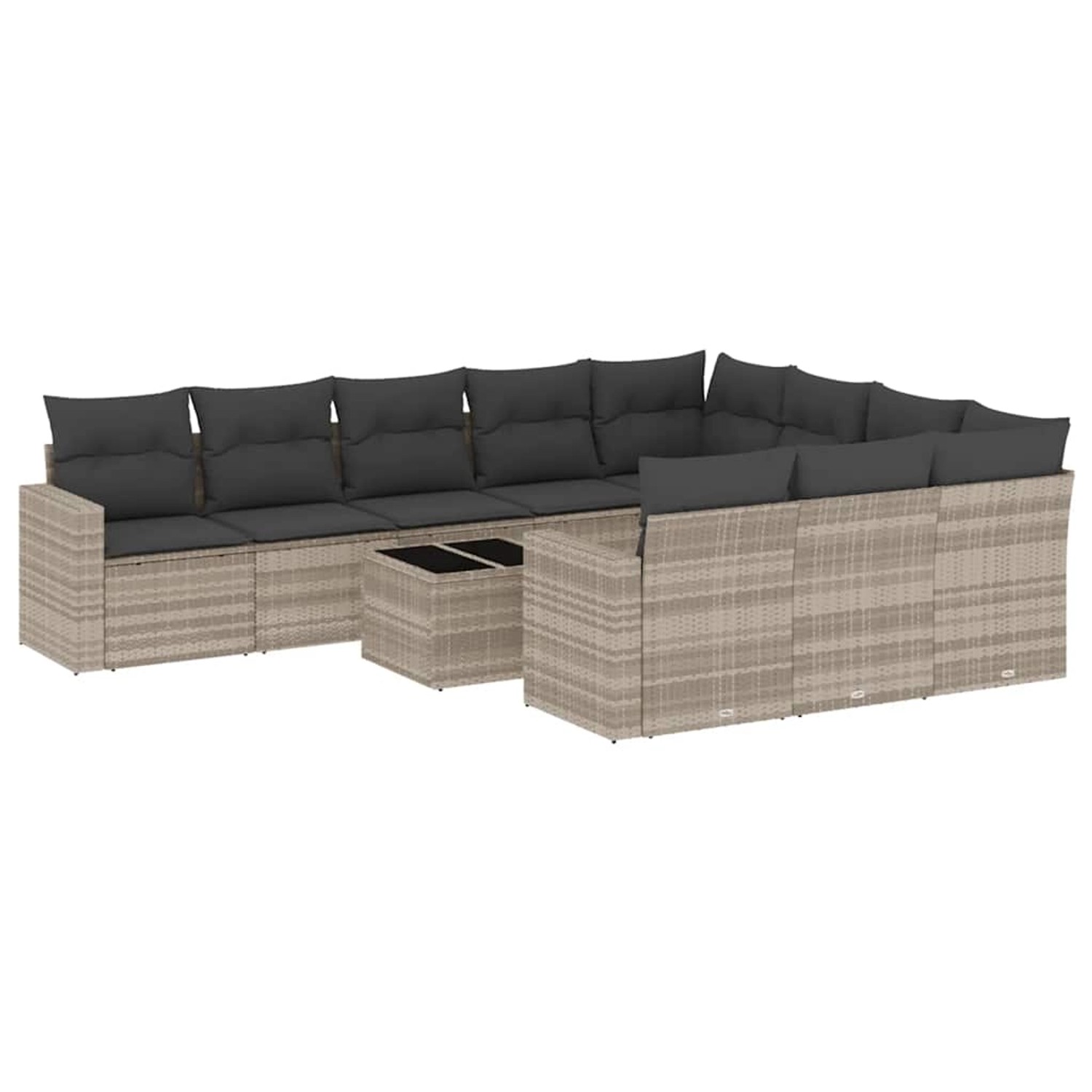 vidaXL 11-Tlg Garten-Sofagarnitur mit Kissen Hellgrau Poly Rattan 3219492 günstig online kaufen