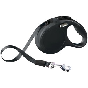 Schwarze Flexi Gurt-Roll-Leine New Classic XS, 3 m für kleine Hunde.