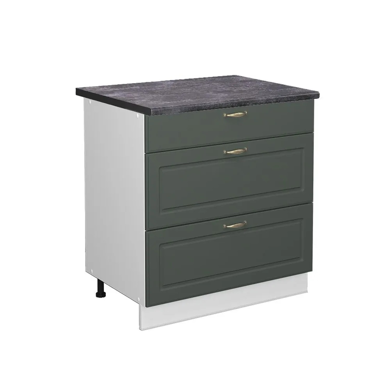 Vicco Küchenunterschrank Fame-Line Grün-Gold Landhaus Weiß 80 cm mit 3 Schubladen AP Anthrazit