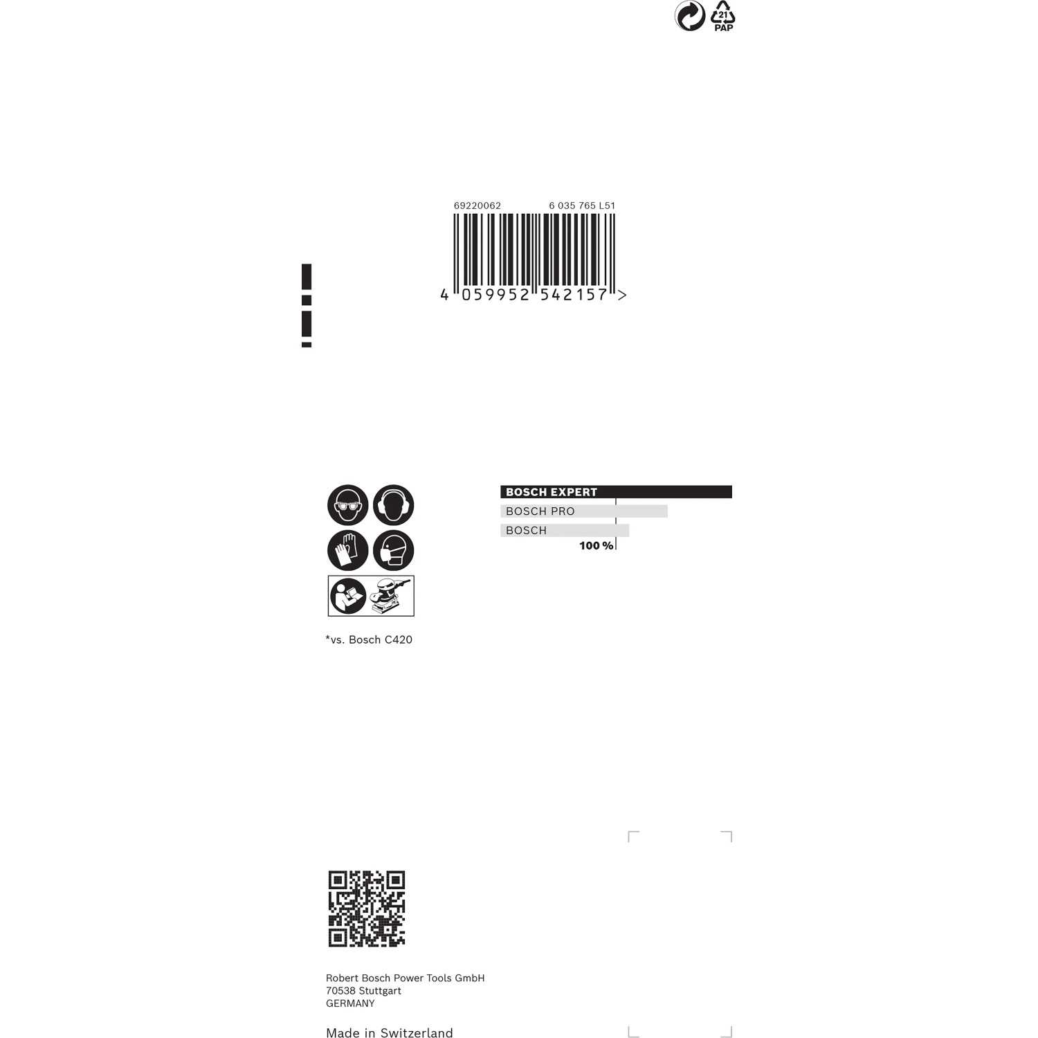 Verpackung Bosch Expert Schleifblatt C470, 80x133mm, K40, 10 Stück, Zubehör für Schwingschleifer.