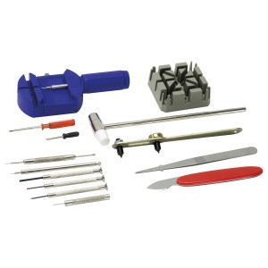 Blanko Uhrmacher Werkzeug Set, 14-teilig, für Uhrenreparaturen und -wartung.