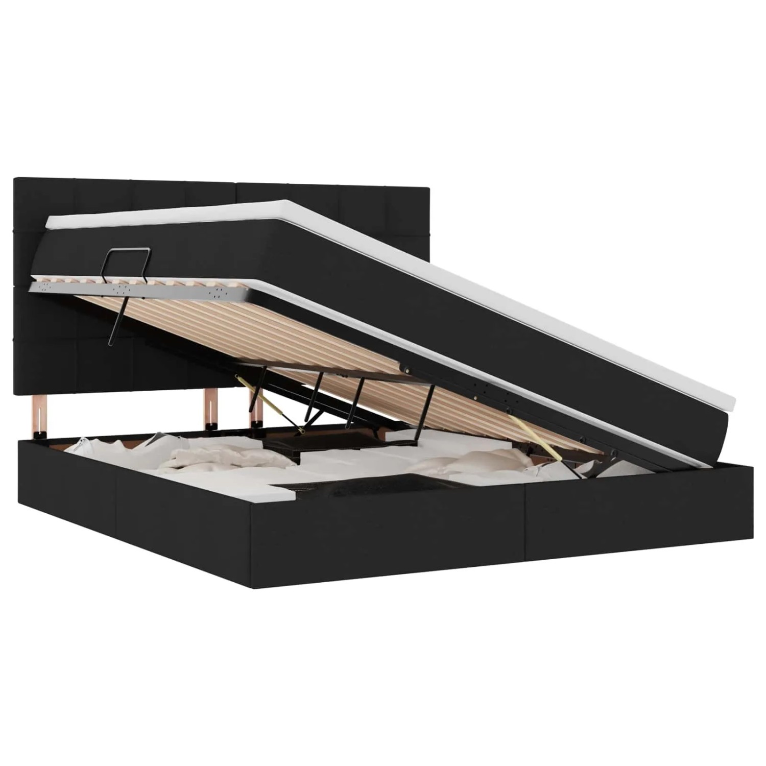 vidaXL Bett mit LED-Lichtleisten Schwarz 180 x 200 cm Stoff 3372434