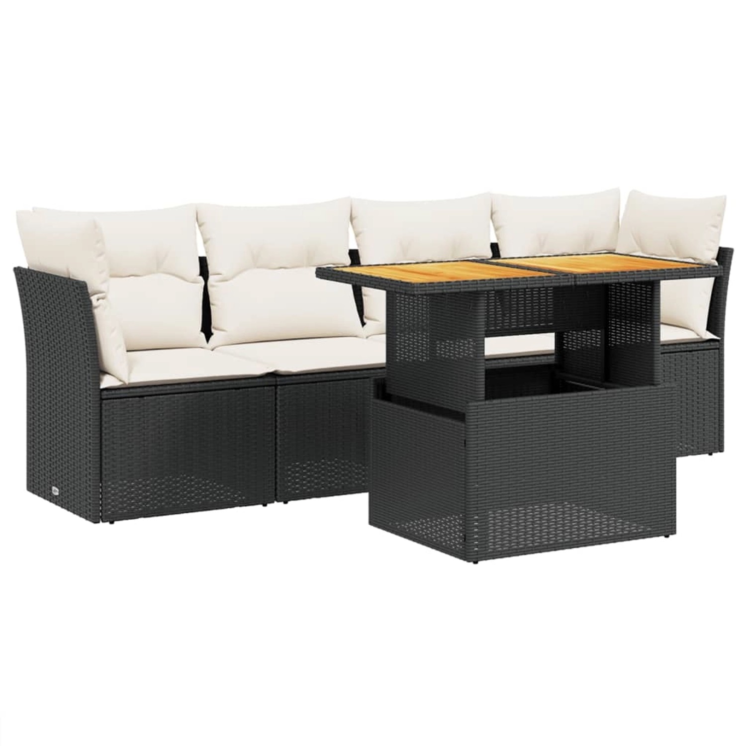 vidaXL 5-Tlg Garten-Sofagarnitur mit Kissen Schwarz Poly Rattan 3270664 günstig online kaufen