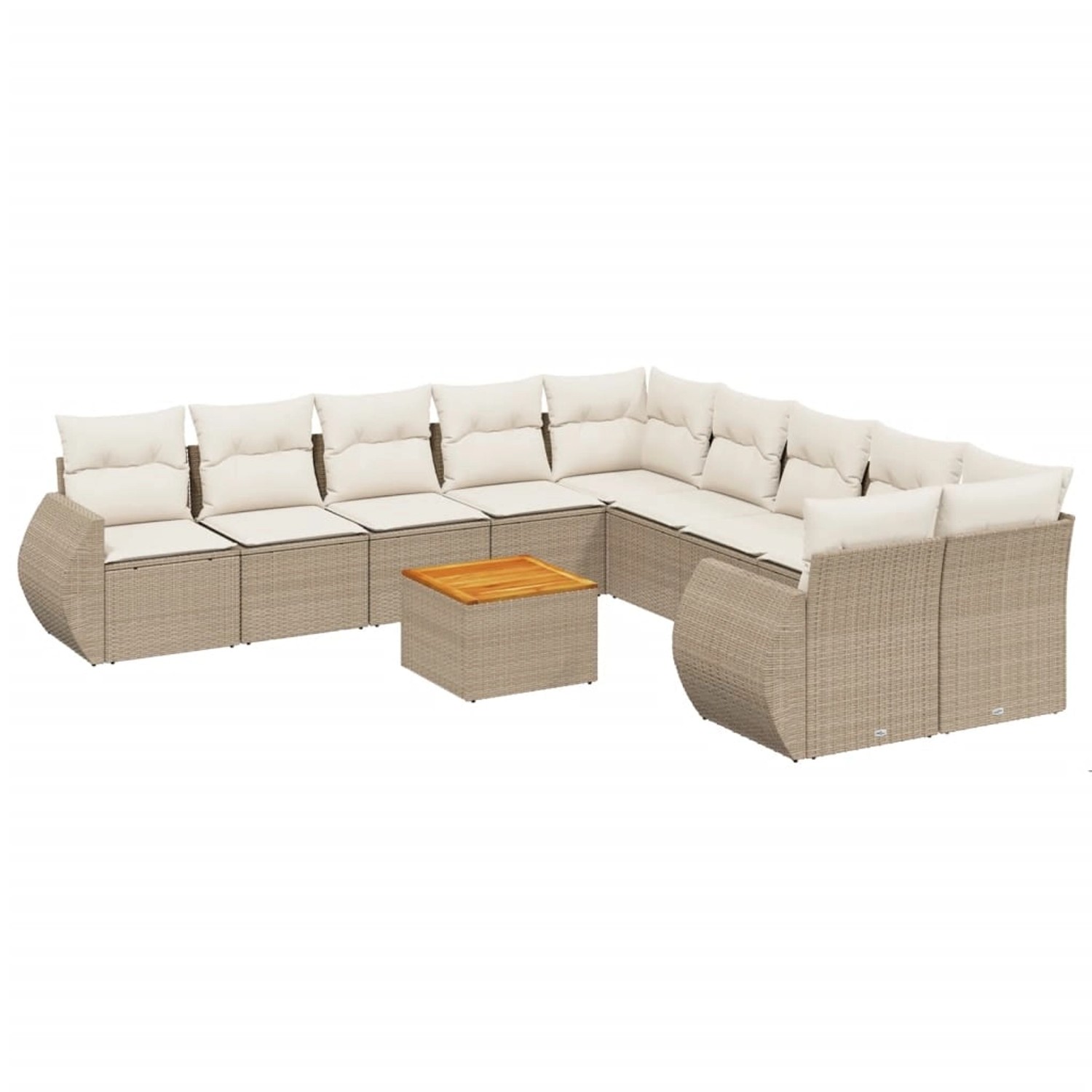 vidaXL 11-Tlg Garten-Sofagarnitur mit Kissen Beige Poly Rattan 3257528