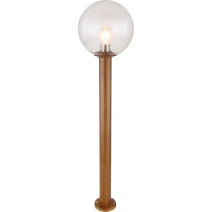Globo Außenleuchte Ossy in Holzoptik, 1-flammig, 100cm hoch. Dekorative Wegeleuchte für den Garten.