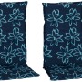 4er-Set Beo Sitzauflagen Hochlehner Bunde mit hell- und dunkelblauen Blumenmuster.