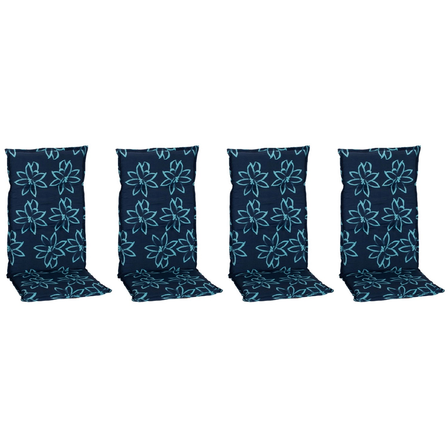 Beo Sitzauflage Hochlehner Bunde 4er-Set Hellblau-Dunkelblaue Blumen günstig online kaufen