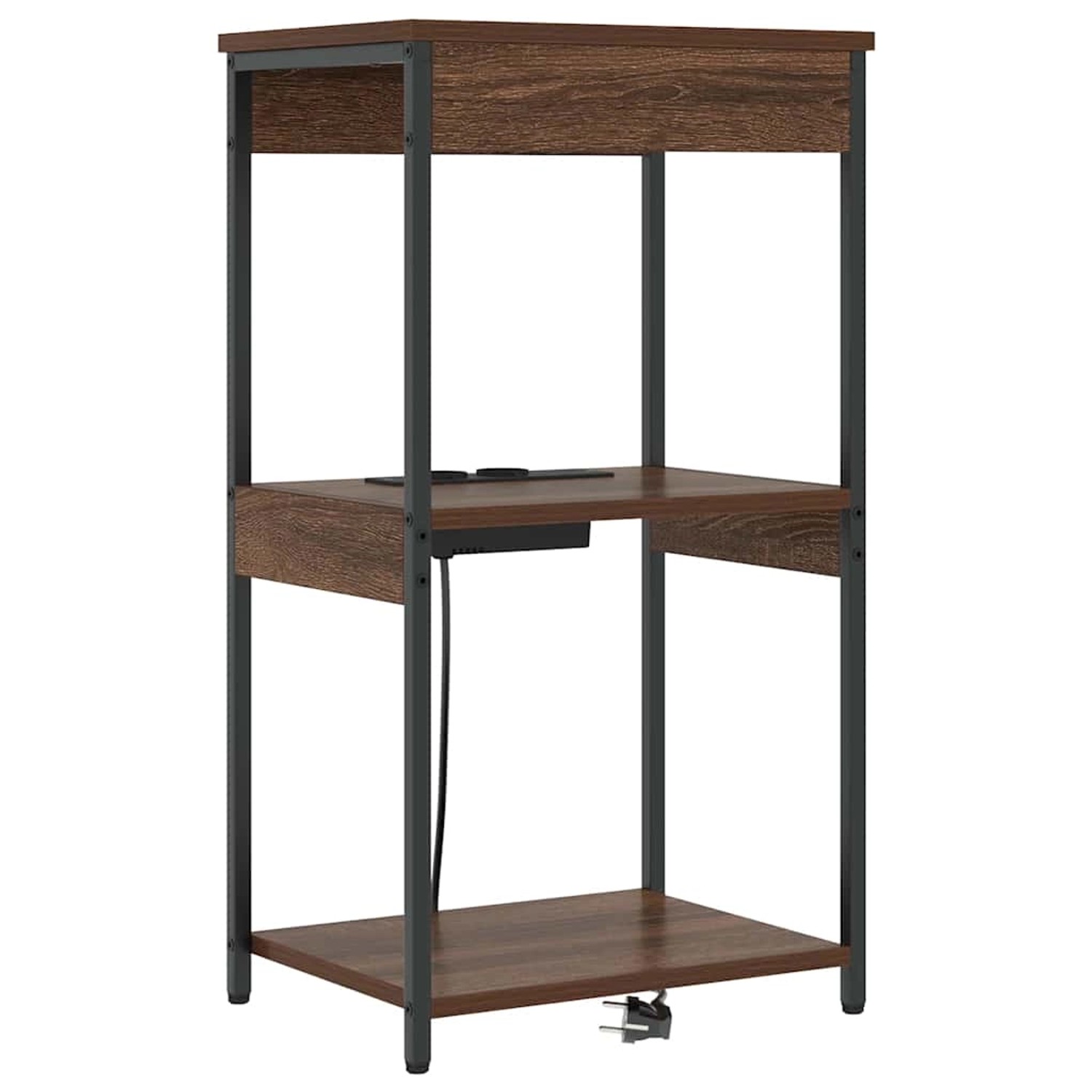 vidaXL Nachttisch mit Ladestation Braun Eichen-Optik Holzwerkstoff 859549 günstig online kaufen