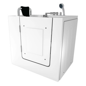 AquaVapore Sitzbadewanne mit Tür, Senioren-Sitzwanne, 78x100cm, inkl. Armatur und Handbrause.