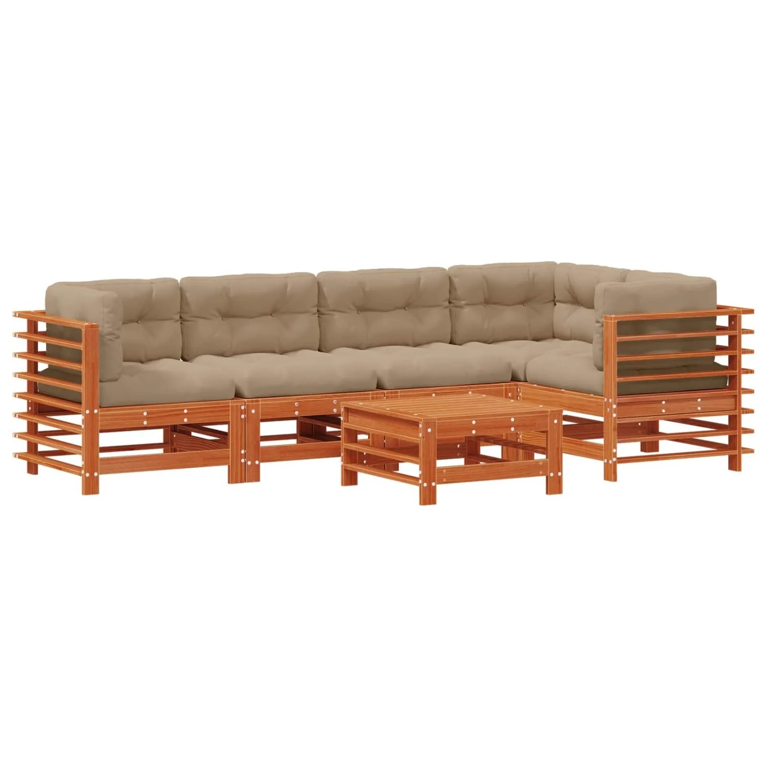 vidaXL Garten-Lounge-Set 6-Tlg Wachsbraun Massives Kiefernholz 3418096