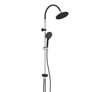 Schütte Überkopfbrause-Set Matao Rain, Chrom/Schwarz matt, mit Kopf- und Handbrause.