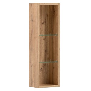 Schildmeyer Wandregal Duo in Eiche Landhaus Optik mit 2 Glasböden, 70,7x21,6x16cm.