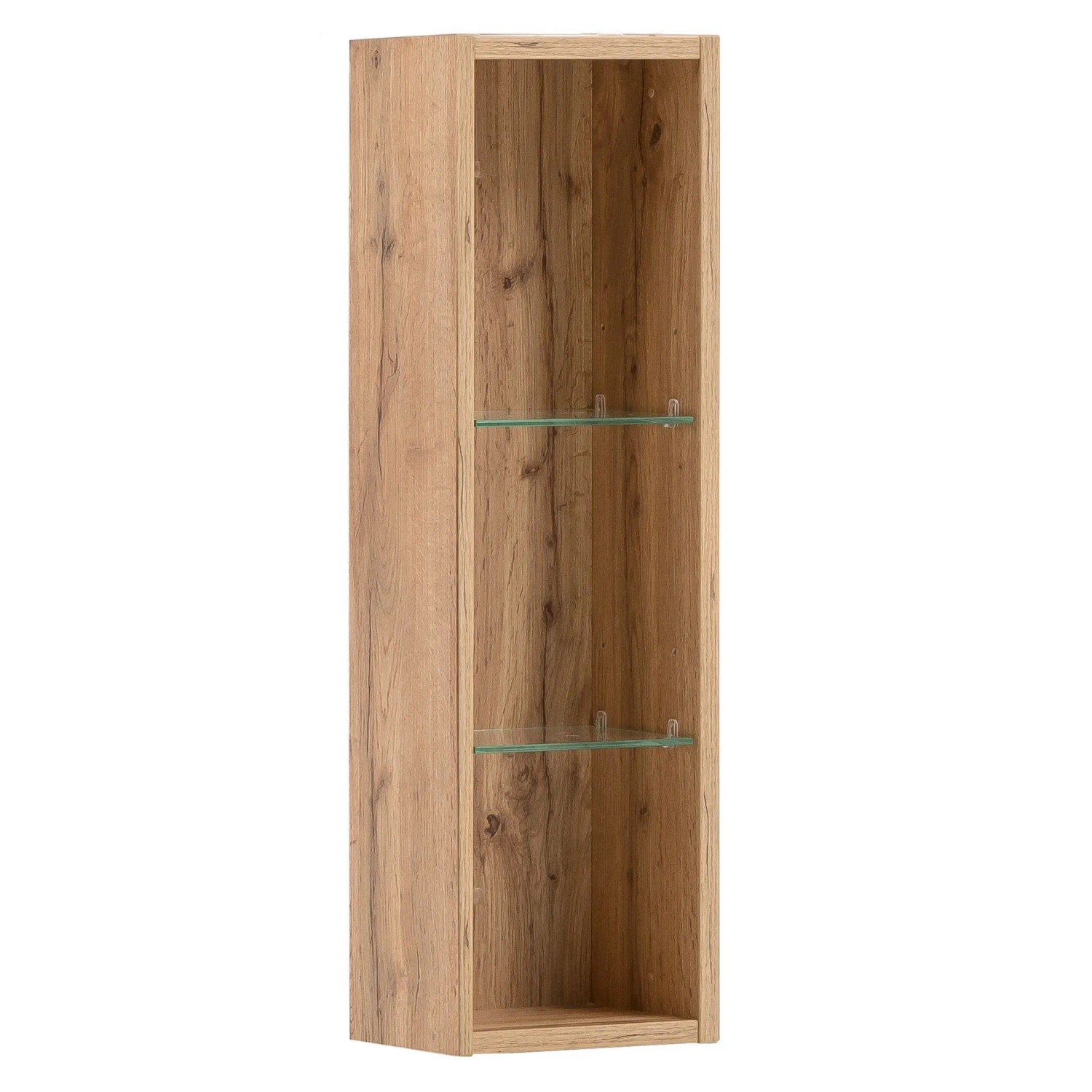 Schildmeyer Wandregal Duo in Eiche Landhaus Optik mit 2 Glasböden, 70,7x21,6x16cm.